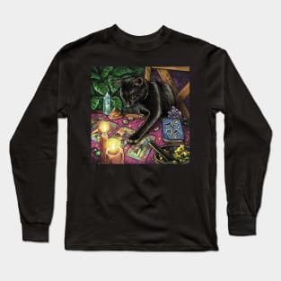 Black Cat Reading Tarot Long Sleeve T-Shirt